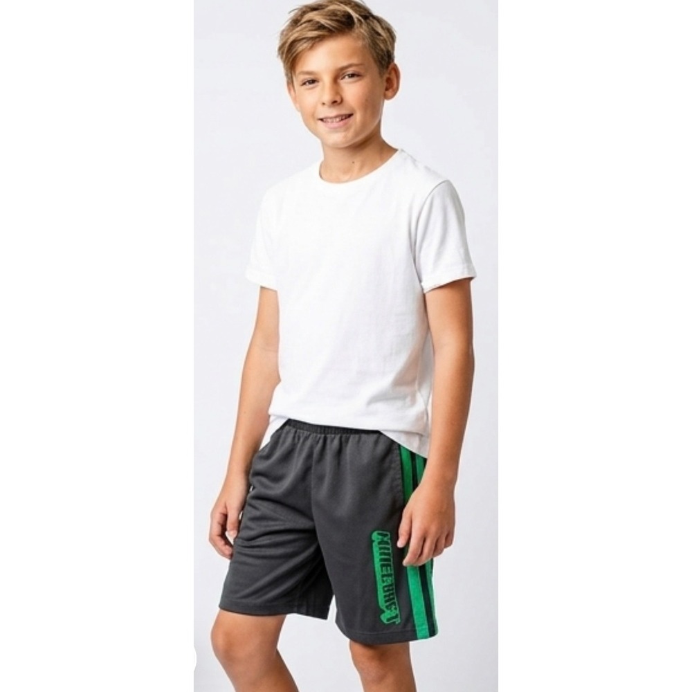 Minecraft Athletic‎ Mesh Shorts Boys 5/6 Black Green Excellent Mojang Gamer